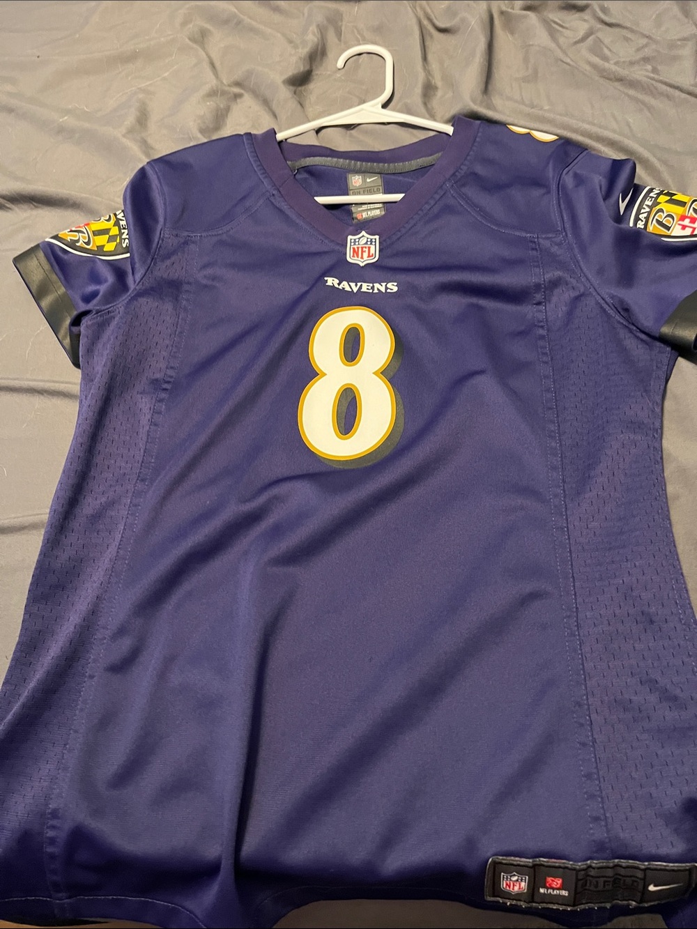 Nike Baltimore Ravens #8 Purple and Gold Football Jersey